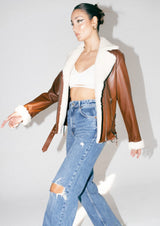 Gaia Shearling Leather Biker Jacket