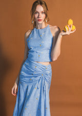 Gardenia Embroidered Linen Top