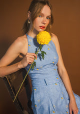 Gardenia Embroidered Linen Top