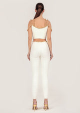 Gold Thread Embroidered Tweed Crop Top