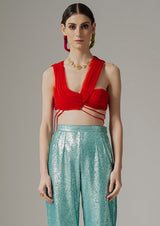 Hand-Draped Asymmetrical Crop Top