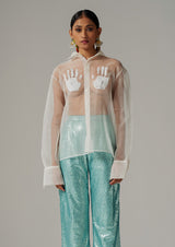 Hand-Painted Sheer Silk Organza Shirt
