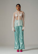 Hand-Painted Sheer Silk Organza Shirt