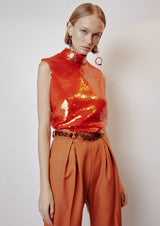 High-Neck Sequinned Vest Top