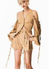 High-Rise Ribbon Cotton Shorts