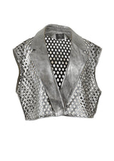 Kayden Cropped Laser-Cut Leather Vest