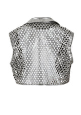 Kayden Cropped Laser-Cut Leather Vest