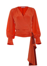 Laila Silk Draped Wrap Blouse