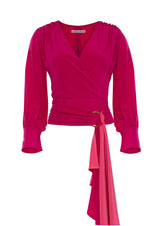 Laila Silk Draped Wrap Blouse