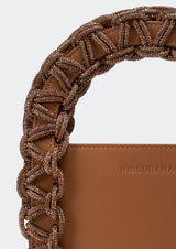 Layla Rectangular Crystal-Studded Woven Handle Handbag