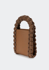 Layla Rectangular Crystal-Studded Woven Handle Handbag
