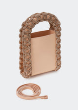 Layla Rectangular Crystal-Studded Woven Handle Handbag