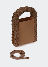 Layla Rectangular Crystal-Studded Woven Handle Handbag