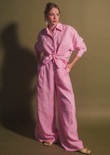 Mango Camomile Embroidered Button-Down Linen Shirt