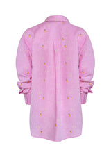 Mango Camomile Embroidered Button-Down Linen Shirt