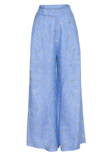Mango Camomile Embroidered Linen Trousers