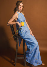 Mango Camomile Embroidered Linen Trousers