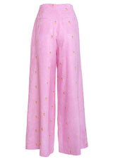 Mango Camomile Embroidered Linen Trousers
