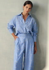Mango Camomile Embroidered Linen Trousers