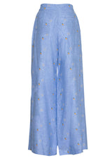 Mango Camomile Embroidered Linen Trousers