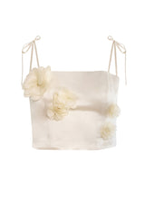 Marigold Floral Silk Crop Top