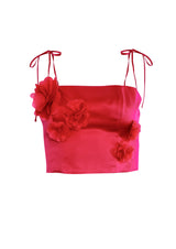 Marigold Floral Silk Crop Top