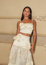 Marigold Floral Silk Crop Top