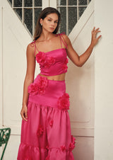 Marigold Floral Silk Maxi Skirt