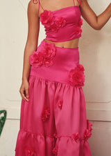 Marigold Floral Silk Maxi Skirt