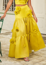 Marigold Floral Silk Maxi Skirt