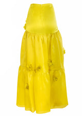 Marigold Floral Silk Maxi Skirt