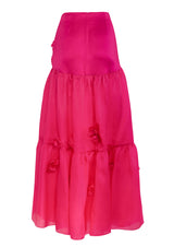 Marigold Floral Silk Maxi Skirt