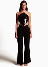 Mila Structured Flared Crepe Trousers
