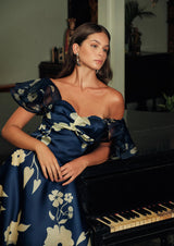 Moonlight Blossom Off-Shoulder Silk Top