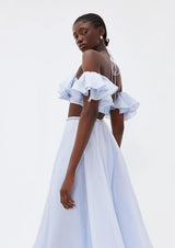 Myosotis Linen-Silk Midi Skirt