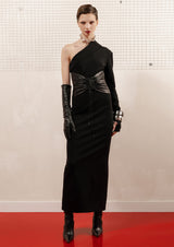 Non-Detachable Belt Asymmetric Maxi Dress