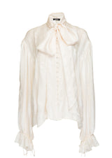 Non-Detachable Bow Silk Blouse