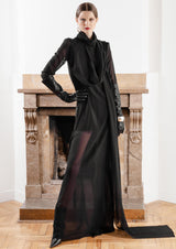 Non-Detachable Scarves Silk Chiffon Maxi Dress