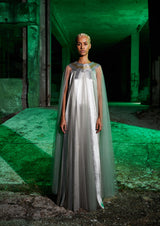 Open Sleeve Satin Maxi Kaftan Dress