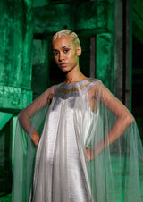 Open Sleeve Satin Maxi Kaftan Dress