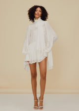 Orchidee Long-Sleeved Bow Silk Mini Dress