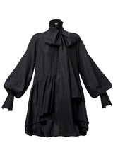 Orchidee Long-Sleeved Bow Silk Mini Dress
