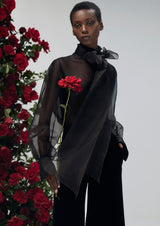 Orchidee Noir Sheer Silk Organza Blouse