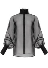 Orchidee Noir Sheer Silk Organza Blouse