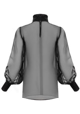 Orchidee Noir Sheer Silk Organza Blouse