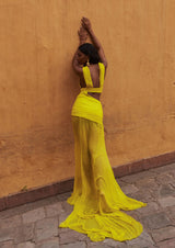 Pleated Silk-Chiffon Floor-Length Dress