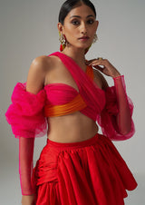 Puff Sleeve Draped Crop Top