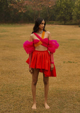 Puff Sleeve Draped Crop Top