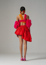 Puff Sleeve Draped Crop Top