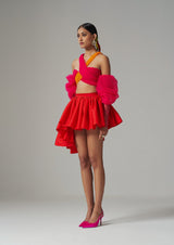 Puff Sleeve Draped Crop Top